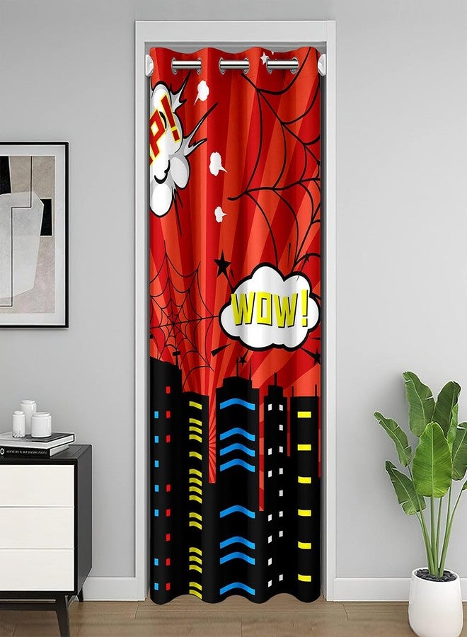 Homewish Hero Theme Kids Doorway Curtain,City Building Door Curtain Privacy for Boys Teens Men,Spider Web Red Black Kitchen Closet Bedroom Decor Door Cover,1 Panel,34" Wx80 L - Image 1